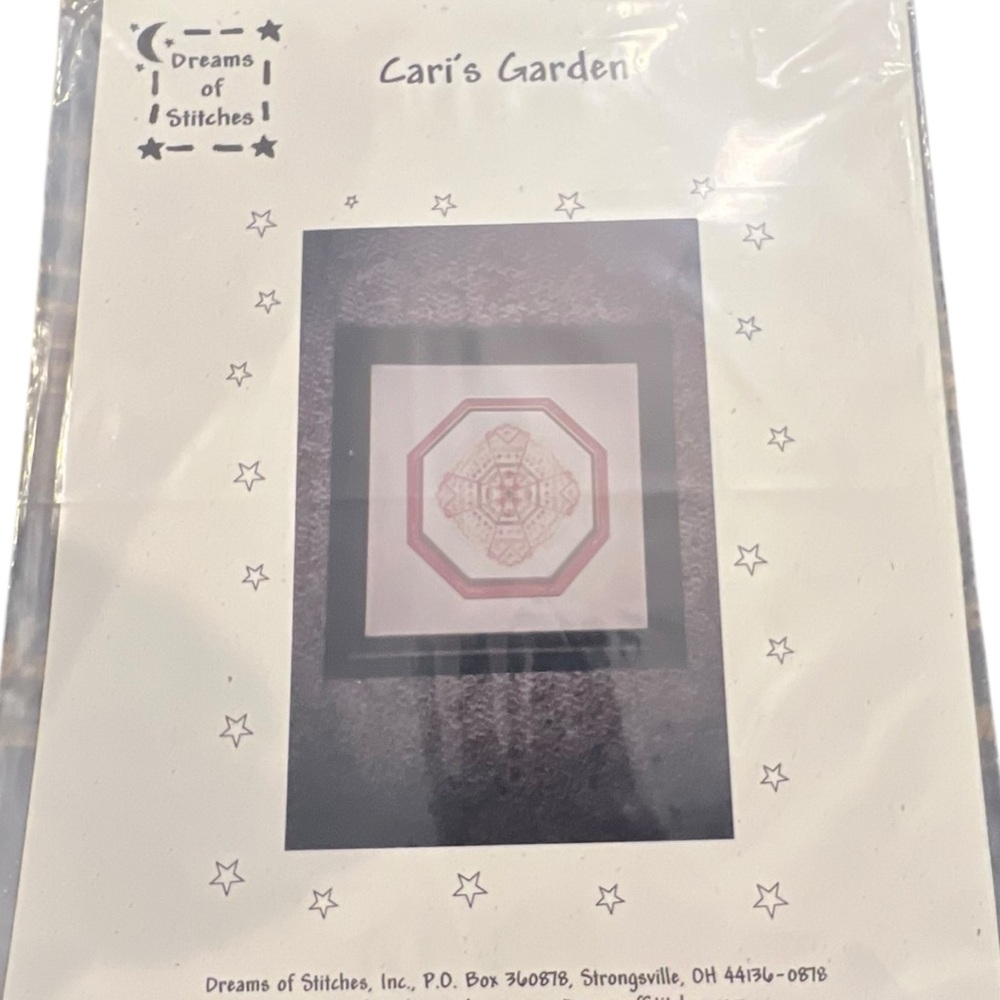 Dreams Of Stitches CARI’S GARDEN Embroidery Needlepoint Pattern Geometric Cherry - Picture 2 of 6